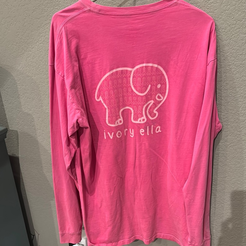 Ivory Ella Pink Long Sleeve Tee with Elephant Design